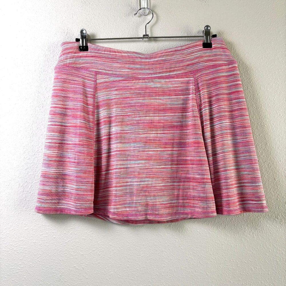 Reel Legends Skort Womens L Pink Striped UPF 50 Skirt Quick Dry Pickleball NWT